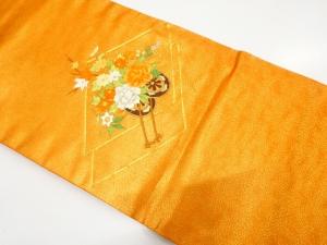 重ね色紙に花車模様　刺繍　名古屋帯